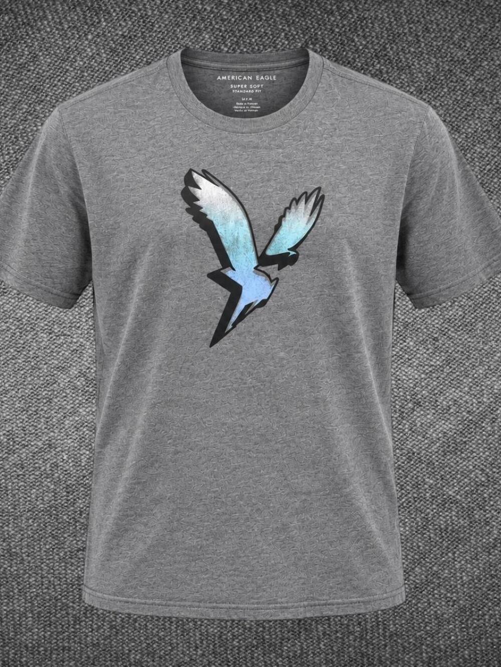 American Eagle Gray Eagle Graphic Tee Men’s Large